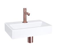 Differnz Flat pack lave-mains - 38 x 24 x 8 cm - céramique blanche - robinet droit cuivre SW21912/SW543211/SW705274/SW705490