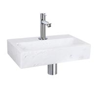 Differnz Flat Set Lave-Mains - Petit Lavabo en Marbre Blanc avec Robinet Droit C