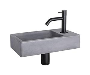 Differnz Force Donkergrijs Kraan Set à fonte, en béton, courbé mat, 40 x 22 x 8 cm