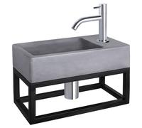Differnz Force Ensemble Lave-Mains - Béton Gris Foncé - Robinet Courbé Chrome -