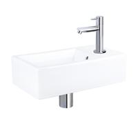 Differnz Force kit lave-mains - 40x22x11.5cm - Rectangulaire - 1 trou de robinet - Robinet chromé droit - Céramique blanche 38.400.52