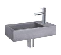 Differnz Force kit lave-mains - 40x22x8cm - Rectangulaire - 1 trou de robinet - Robinet chromé droit - Béton gris 38.400.64
