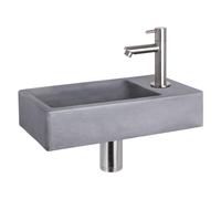Differnz Force kit lave-mains - 40x22x8cm - Rectangulaire - 1 trou de robinet - Robinet droit chromé mat - Gris béton 38.400.63