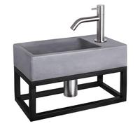 Differnz Force pack lave-mains - 40 x 22 x 8 cm - béton gris - robinet courbé chromé mat - avec cadre noir 38.401.70