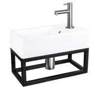 Differnz Force Set Lave-Mains - Petit Lavabo en Céramique avec Robinet Droit Chr