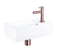 Differnz Force Set Lave-Mains - Petit Lavabo en Céramique avec Robinet Droit Eau