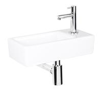 Differnz Helios lavabo - vasque à poser 36x18x9 cm - lavabo salle de bain avec robinet chromé - robinetterie droite avec poignée standard - pour WC invités ou meubles de salle de bain
