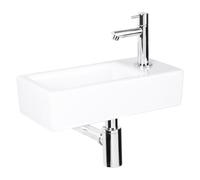 Differnz Helios pack lave-mains - 37,5 x 18,5 x 9,5 cm - céramique blanche - perçage à droite - robinet droit chromé 38.010.00