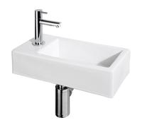 Differnz Helios pack lave-mains - 37,5 x 18,5 x 9,5 cm - céramique blanche - perçage à gauche - robinet droit chromé 38.010.12
