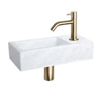 Differnz Helios pack lave-mains - 37,5 x 18,5 x 9,5 cm - perçage à droite - robinet courbé doré mat 38.401.42