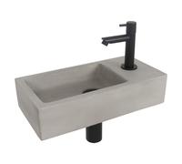 Differnz Jukon Set lave-mains 38.5x18.5x9cm béton avec robinet, bonde et siphon noir 38.251.03