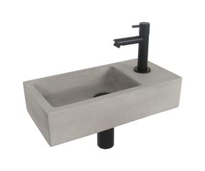 Differnz Jukon Set lave-mains 38.5x18.5x9cm béton avec robinet, bonde et siphon noir 38.251.03