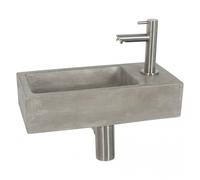 Differnz Juti kit lave-mains - 38.5x18.5x9cm - Rectangulaire - 1 trou de robinet - Chrome - Béton Gris 38.251.00