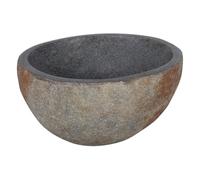 Differnz Lavabo Bali Ø23-25 cm - Lave Main en Pierre Naturelle Sans Débordement - Vasque à Poser - Évier Rond - Accessoire de Salle de Bain - Gris