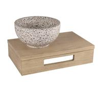 Differnz lave-mains - 40 x 25 x 10 cm - terrazzo noir et blanc - sans robinet - avec cadre chêne clair SW642466 / SW794594