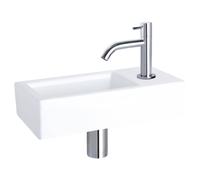 Differnz Ravo kit lave-mains - 38.5x18.5x9.5cm - Rectangulaire - 1 trou de robinet - Robinet chromé courbé - Céramique blanche 38.400.77