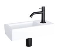 Differnz Ravo kit lave-mains - 38.5x18.5x9.5cm - Rectangulaire - 1 trou de robinet - Robinet courbé noir mat - Céramique blanche 38.400.72