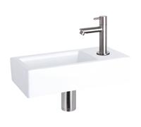 Differnz Ravo kit lave-mains - 38.5x18.5x9.5cm - Rectangulaire - 1 trou de robinet - Robinet droit chromé mat - Céramique blanche 38.400.75