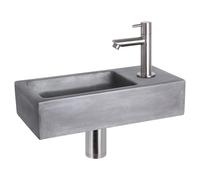Differnz Ravo pack lave-mains - 38,5 x 18,5 x 9 cm - béton gris foncé - robinet droit chromé mat 38.400.99