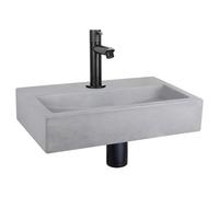 Differnz Set Lavabo Plat 38x24x7 cm - Vasque en Béton Gris Clair Avec Robinet -