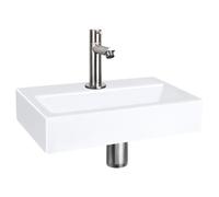 Differnz Set Lavabo Plat 38x24x7 cm - Vasque en Céramique Avec Robinet Eau Froid