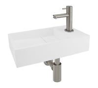 Differnz Solid kit lave-mains - 36x18.5x9cm - Rectangulaire - 1 trou de robinet - Chrome - Acrylique Blanc 38.150.00