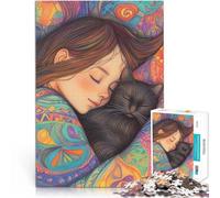 Difficile à réaliser mais Amusant et Humoristique Petite Sieste avec Un Chat Mignon Puzzle 1000 pièces pour Adolescents 50x75cm Une œuvre d'art
