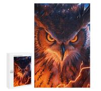 Difficile Puzzle Adulte 1000pcs Fiery Owl Portrait, 1 Puzzle Décoration Murale Cadeau Anniversaire 1000pcs