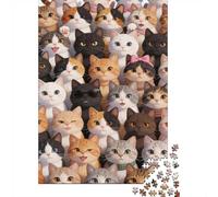 Difficulté élevée et intéressant Puzzle 1000 Pièces Beaucoup de Chats Puzzle en Carton Qualité Premium Puzzle Adulte Difficile Décoration Cadeau 52x38cm/1000pcs