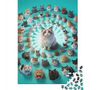 Difficulté élevée et intéressant Puzzle 1000 Pièces Beaucoup de Chats Puzzle en Carton Qualité Premium Puzzle Adulte Difficile Décoration Cadeau 38x26cm/1000pcs