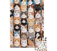 Difficulté élevée et intéressant Puzzle 1000 Pièces Beaucoup de Chats Puzzle en Carton Qualité Premium Puzzle Adulte Éducatif Décoration Salon Vacances 70x50cm/1000pcs