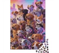 Difficulté élevée et intéressant Puzzle 1000 Pièces Beaucoup de Chiens Puzzle en Carton Qualité Premium Puzzle Adulte Difficile Collection Anniversaire 52x38cm/1000pcs