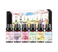 Diffuser Oil Set - Long-Lasting Uplifting Calming 10ml Flower Scent | Essential Oils for Candle Making, Meditation, Mother's Day, Birthday, Valentine's Day, Home Relaxation and Aromatherapy