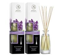 Diffuseur Arôme Lavande 2x100ml - Diffuseur Reed Sticks Huile Essentielle de Lavande - Diffuseur de Parfum - Bâtonnets de Parfum - Parfums Ambiance - Parfums Intérieur Lavande