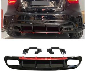 Diffuseur Arrière Universel Ajustable en ABS Haute Qualité - Pour Mercedes-Benz A-Class W176 A200 A180 A45 AMG 2013-2016 2017 2018 Trou Perforés - Upgrade Stylistique et Aérodynamique Design Sportif