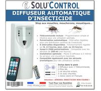 Diffuseur Automatique d'Insecticide avec Télécommande - Anti-Mouches & Anti-Moustiques - Programmable avec 6 Intervalles - Jusqu'à 2500 Pulvérisations - piles Incluses