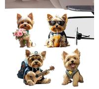 Diffuseur d’Air de Voiture Pug en Acrylique - Lot de 4 Clips de Ventilation Parfumés, Design 2D Chien Mignon, Accessoires Décoratifs pour Voiture, Diffuseur de Parfum Solide en Acrylique pour Voitures