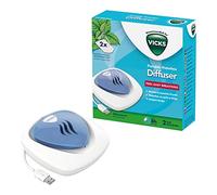 Diffuseur d’huiles essentielles portable Vicks sans eau, port USB, respiration facile, mode Nuit, tablettes aux huiles essentielles pour dormir incluses, dispositif portable - VH1800EU