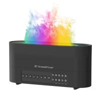 Diffuseur d'aromathérapie, 1 diffuseur d'arômes à effet de flamme avec haut-parleur sans fil, 8 sons naturels, lumière d'ambiance, arrêt automatique pour chambre à coucher (noir)
