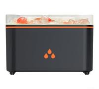 Diffuseur d'aromathérapie, 1 humidificateur avec pierre de sel, lumière d'ambiance 7 couleurs, brume silencieuse à effet de flamme, pour la maison, la chambre à coucher, le bureau (noir)