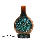 Diffuseur d'aromathérapie à ultrasons 120 ml pour huiles essentielles avec verre fait à la main sans bisphénol A arrêt automatique sans eau, 4 réglages de minuterie, 7 options de lumière LED variables