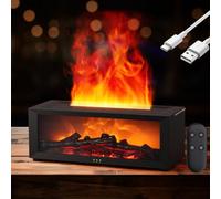 Diffuseur d'arôme flamme, diffuseur d'huile parfumée pour huiles essentielles avec lumière 7 couleurs effet flamme, diffuseur d'huiles essentielles avec cheminée LED, avec télécommande et minuterie