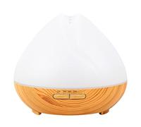 Diffuseur d'arômes 3 en 1 avec Motif Bois et Couvercle Blanc : diffuseur d'huiles essentielles - humidificateur - veilleuse - Technologie ultrasonique silencieuse - réservoir d'eau de 400 ML