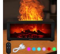 Diffuseur d'arômes à Flamme, diffuseur d'arômes avec lumière LED, diffuseur d'huile Essentielle avec 7 Effets de Flamme, diffuseur d'huile d'aromathérapie avec télécommande et minuterie