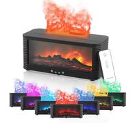 Diffuseur D'ArôMes avec CheminéE LED, Diffuseur Flammes avec 7 Couleurs de Flammes, Humidificateur de 250 ML avec TéLéCommande, Minuterie, Fonction D'ArrêT Automatique en Cas D'Absence d'eau