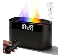 Diffuseur d'arômes de flamme, diffuseur d'arômes pour huiles essentielles, diffuseur de cheminée avec effet de flamme dynamique, 3 modes, 7 couleurs pour huiles essentielles avec réveil lumineux