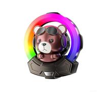 Diffuseur d'arômes LED pour grille d'aération de voiture avec effets d'éclairage rythmique musical, décoration d'ours, recharge magnétique pour la plupart des désodorisants de véhicule (parfum thé