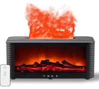 Diffuseur d'arômes simulé de cheminée avec effet de flamme 7 couleurs, humidificateur de 250 ml pour huiles essentielles, fonctionnement silencieux avec télécommande et minuterie, matériau ABS + PP