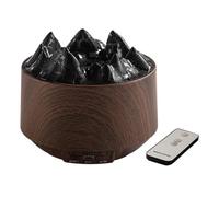 Diffuseur d'arômes volcaniques avec effet de flamme réaliste, éclairage d'ambiance 7 couleurs et télécommande, humidificateur à ultrasons 300 ml en grain de bois peu profond