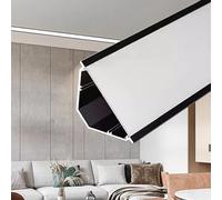 Diffuseur de barre lumineuse LED en forme de V, rail d'éclairage décoratif indirect en aluminium, profilé de plinthe extra large pour théâtre (noir, 650 cm) pour usage domestique et commerci